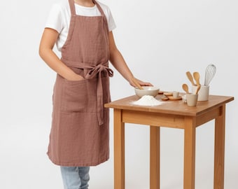 Kids Linen Apron - Painting & Cooking Smock for Boys and Girls