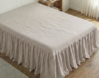 Washed Linen Bed Skirt: Organic Stonewashed Shabby Chic Bedding