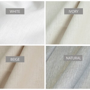 K&ouml;nnte beinhalten: Vier Stoffmuster in verschiedenen Wei&szlig;-, Beige- und Graut&ouml;nen. Die Muster sind mit "WHITE", "IVORY", "BEIGE" und "NATURAL" beschriftet.
