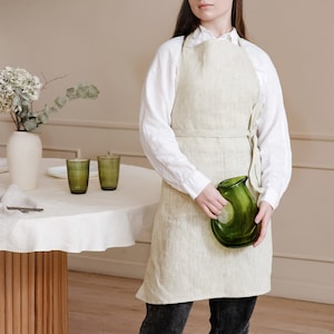 Linen apron for women teacher apron with pockets, kitchen apron for women christmas apron, floral apron, woodworking apron, cooking gift image 6