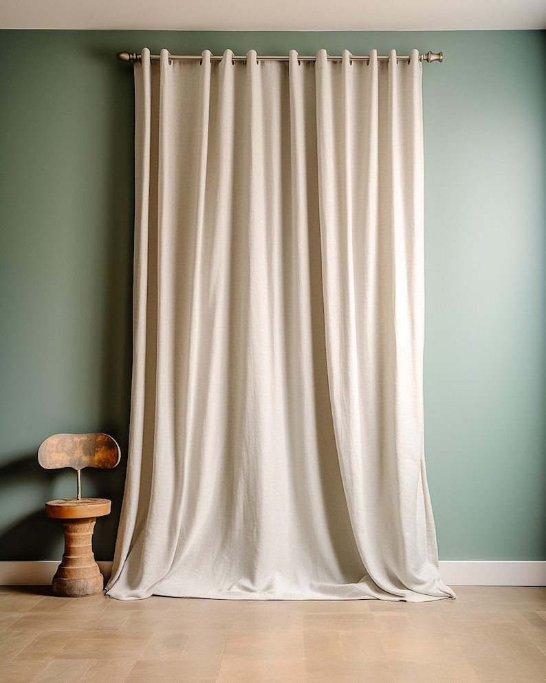 Linen blackout curtains grommet black out linen eyelet curtains grommet linen curtains for living room curtains eyelet farmhouse image 1