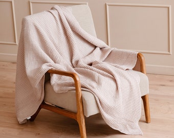 Linen throw blanket - linen waffle blanket - linen blanket throw - linen bedspread - Queen Size Bedspread - soft blanket - linen bedding