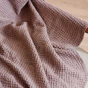 Luxurious and Breathable Linen Waffle Blanket Perfect for Cozying Up or Adding Style to Your Bedding image 3