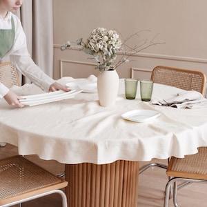 Stonewashed Linen Round Tablecloth in Various Sizes