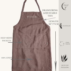 Linen apron for women teacher apron with pockets, kitchen apron for women christmas apron, floral apron, woodworking apron, cooking gift image 3