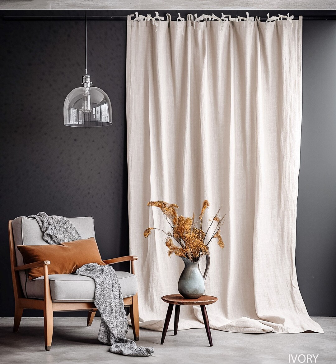Tie Top Linen Curtains Linen Curtains Bedroom Shabby Chic - Etsy