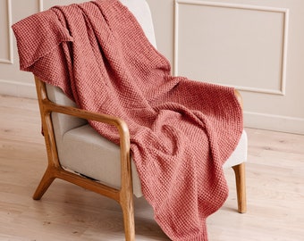 Soft and Breathable Linen Waffle Blanket - Perfect as a Linen Throw or Queen Size Bedspread