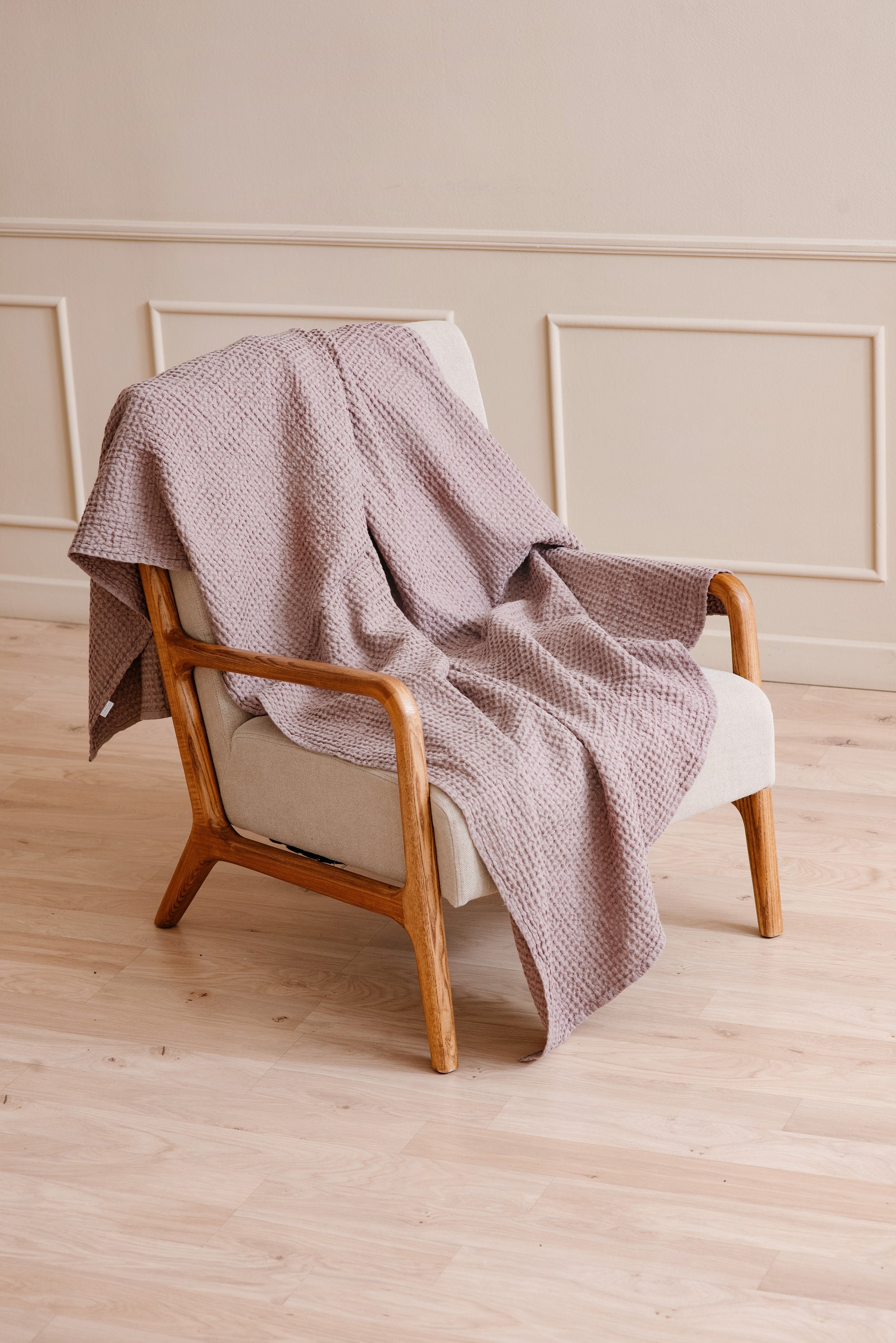 Soft and Durable Linen-Cotton Blanket - Linen Waffle Blanket for Your Home - Linen Throw Blanket - Linen Queen Blanket - Bedding Throw
