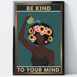 Seja gentil com sua mente, pôster vintage, impressão de perca sua mente, impressão de pôster retrô, pôster retrô de música, impressão vintage, pôster de positividade