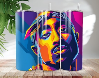 Vaso Tupac Shakur PNG, arte pop colorido (descarga digital)