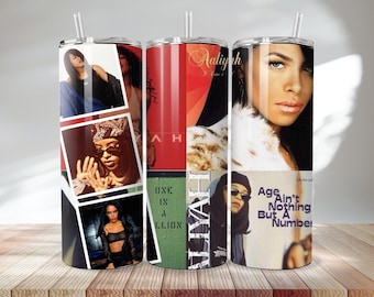 Aaliyah Tumbler PNG | R & B Hip Hop 20 Unzen Skinny Tumbler Design (Digitaler Download)
