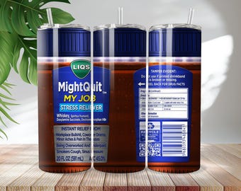 Envoltorio para vaso "MightQuit My Job": Regalo divertido para compañeros de trabajo (descarga digital PNG)
