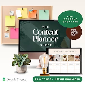 Social Media Content Calendar, Social Media Monthly Content Planner, Google Sheet Spreadsheets, Instagram, Youtube, TikTok, Facebook, Beige