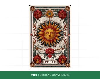 Rise Up Sun Tarot Card PNG: Floral Witchy Design (Digital Download)