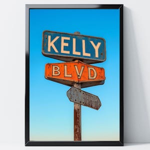 Kelly BLVD Straßenschild Wandkunst, Name Straßenschild Druck, rustikale Straßendekoration, Vintage Beschilderung Kunst, sofortiger digitaler Download