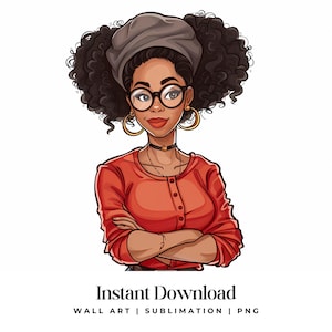 Black Girl Clipart, Fashionable Girl Graphics, Afro Girl Clipart, Girl clipart, Beautiful girl clipart, Black girl graphics