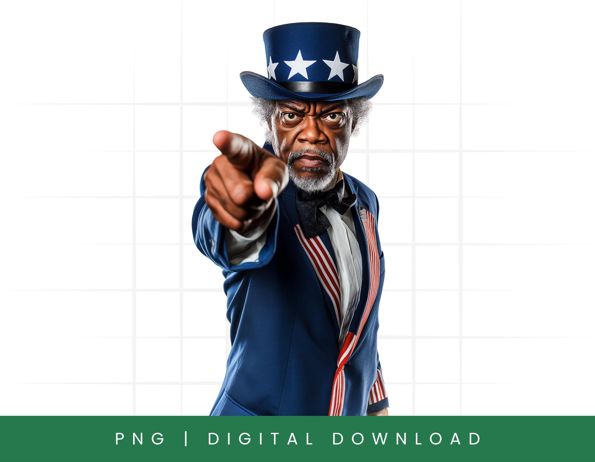 Patriotic Uncle Sam Clipart | Black Uncle Sam PNG | 4th of July Digital Art for Sublimation & Apparel