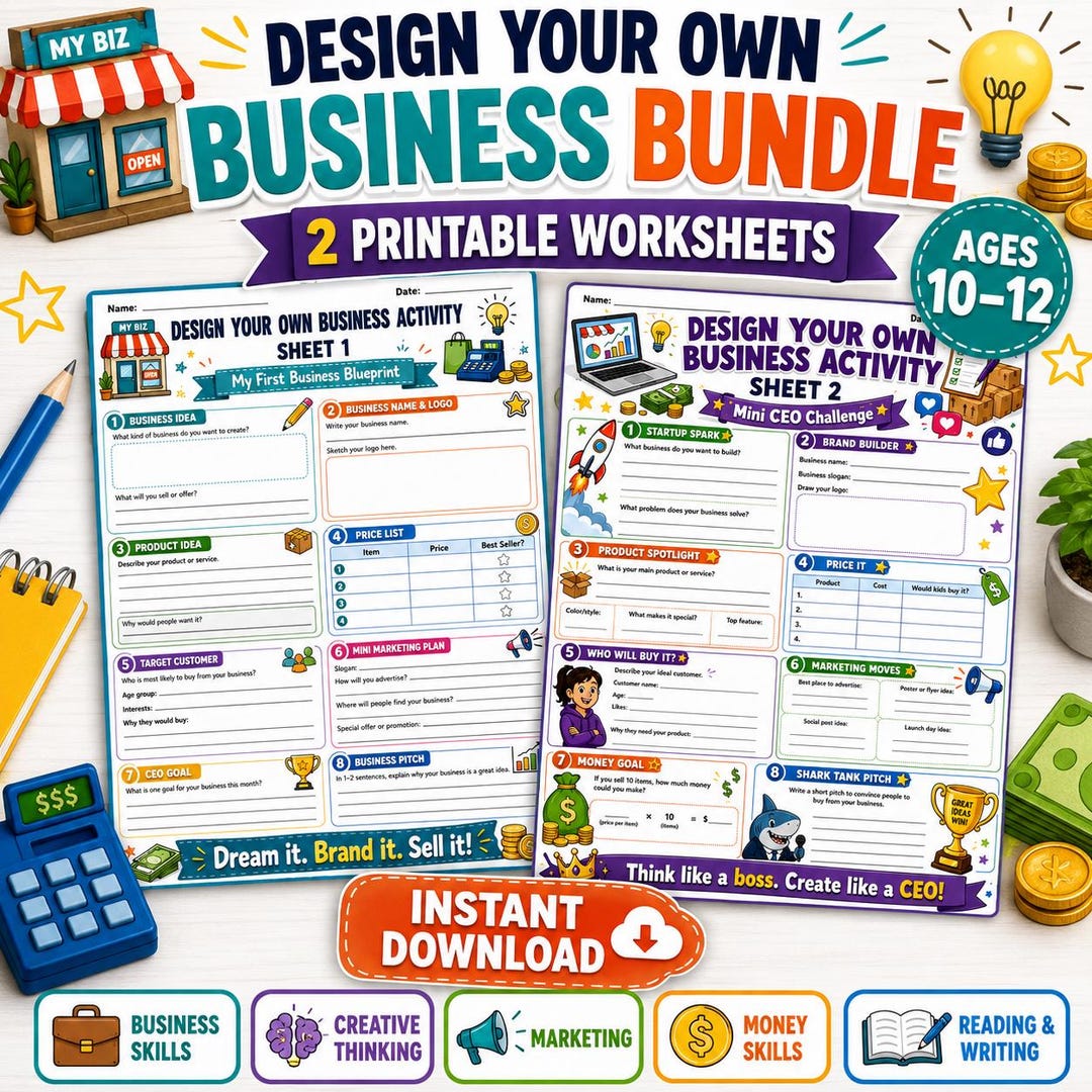 Notes Worksheet Business Design Your Own Business Bundle, Printable Entrepreneurship Worksheets ...