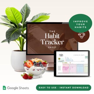 Daily Habit Tracker Spreadsheet Weekly Habit Planner Monthly Habit Routine Tracker Digital Goal Time Management Google Sheets Template