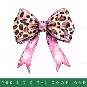 Leopard Kokette Bogen Png, Kokette Png, Leopardenmuster Png, Weiches Mädchen Png, Girly Png, Kokette Hemd Design, Kokette Sublimationsentwurf
