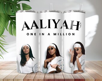 Vaso Aaliyah de 20 oz PNG: Diseño de hip hop y R&B de los 90 (descarga digital)
