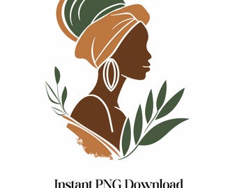 Fashionable Afro Girl Clipart: PNG Graphics (Digital Download)