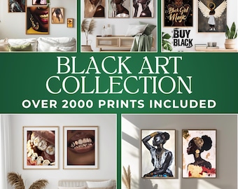 2000 schwarze Kunstdrucke Bündel: Afrocentric Fashion, Melanin Porträts (Digitaler Download)