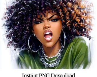 Black Girl Clipart, Fashionable Girl Graphics, Afro Girl Clipart, Girl clipart, Beautiful girl clipart, Black girl graphics, Black Girl Rock