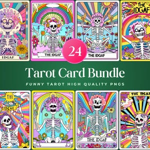 24 Funny Tarot Card PNG Bundle, Sarcastic Sweary Skeleton Skull, Snarky Witchy Tarot, Trendy Sublimation Design, Adult Humor Sarcasm PNG