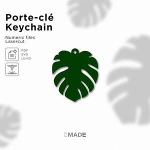 Porte-clé feuille de Monstera découpe laser