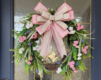 Spring Grapevine Wreath, Summer Wreath, Floral Wreath, Front Door Wreath