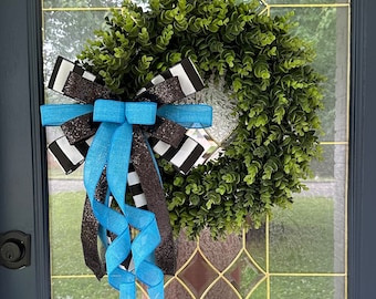 Blue Wreath Bow, Black and White Wreath Bow, Summer Wreath Bow, Mailbox Bow, Lantern Bow, Lantern Topper, Wreath Bow, Large Bow, Spring Bow