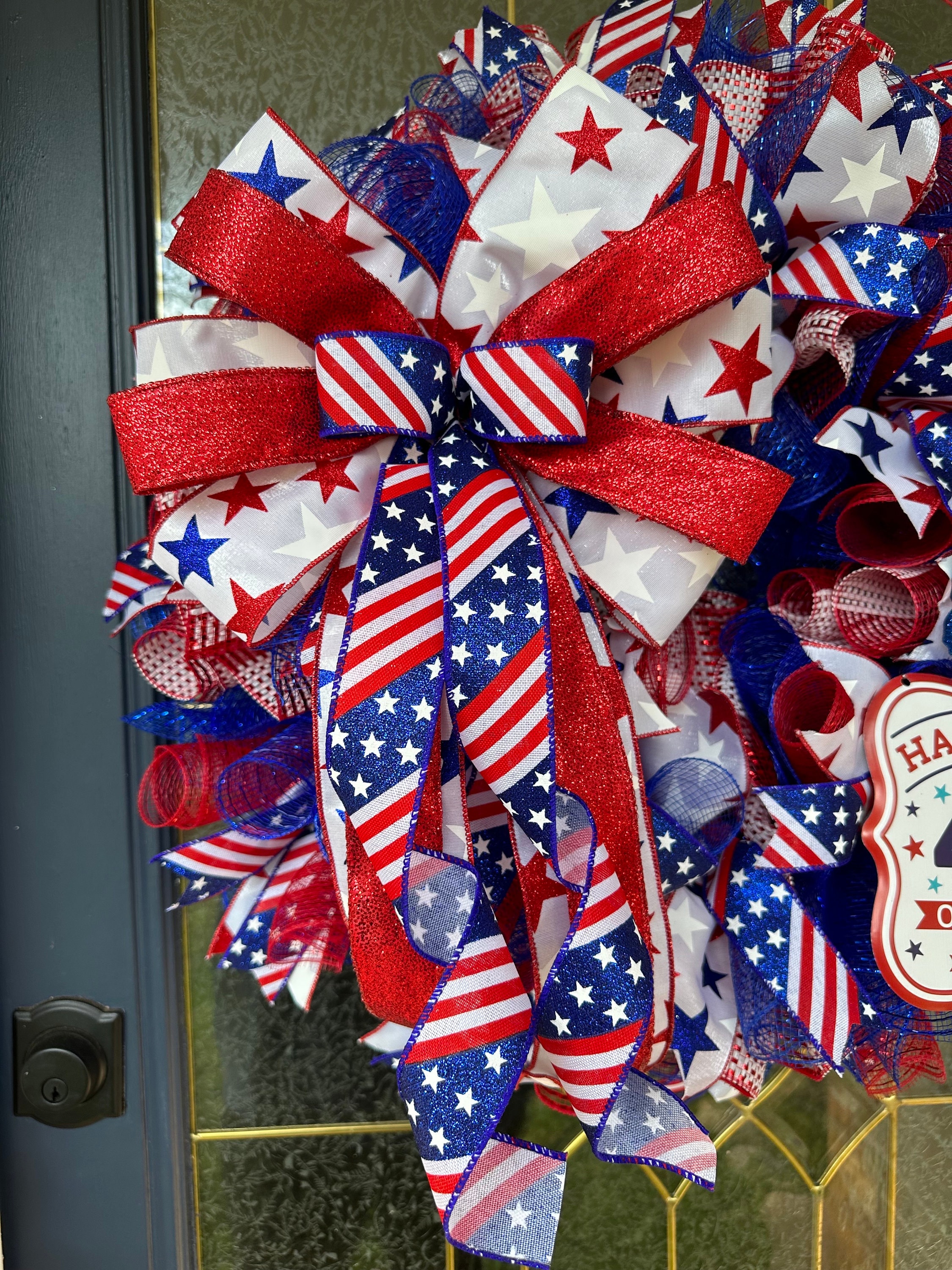 4th of July Wreath, Patriotic Wreath, Red White and Blue Wreath, Summer ...