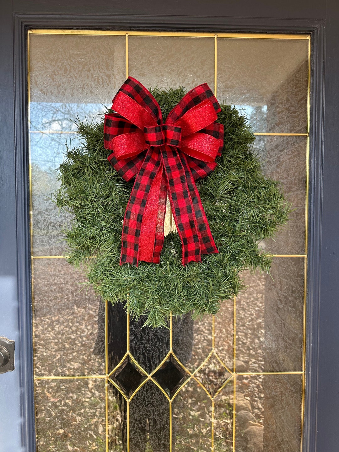 Buffalo Plaid Bow, Christmas Bow, Wreath Bow, Mailbox Bow, Lantern Bow