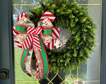 Gingerbread Christmas Bow: Candy Cane Wreath Topper, Holiday Decor - Etsy