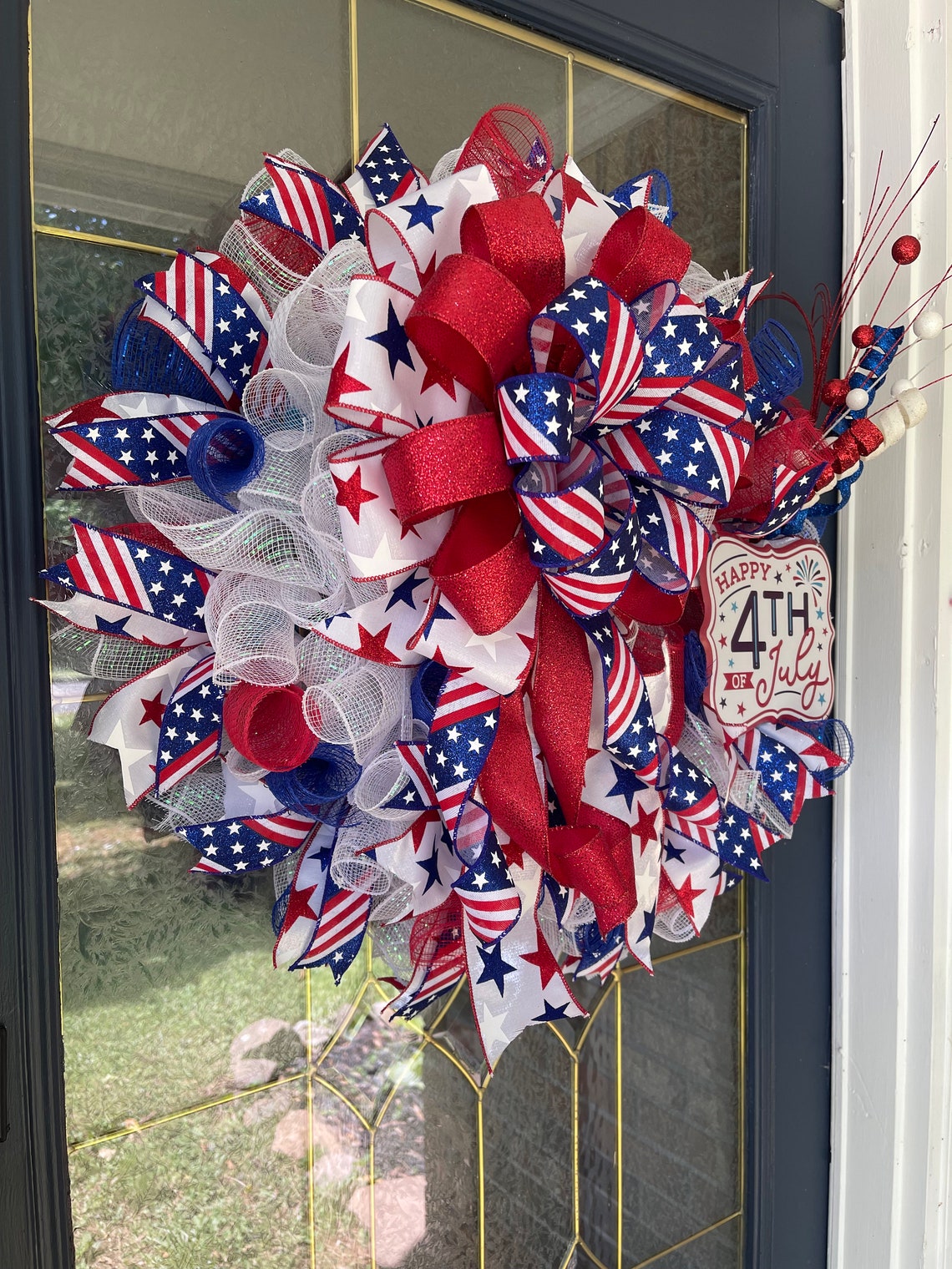 4th of July Wreath Patriotic Wreath Red White and Blue - Etsy