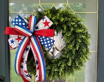 Patriotic Wreath Bow, Memorial Day Wreath Bow, 4th of July Bow, Red White and Blue Bow, Summer Wreath Bow, Lantern Bow, Mailbox Bow