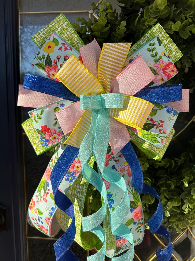 Spring Wreath Bow, Easter Wreath Bow, Summer Wreath Bow, Lantern Bow ...