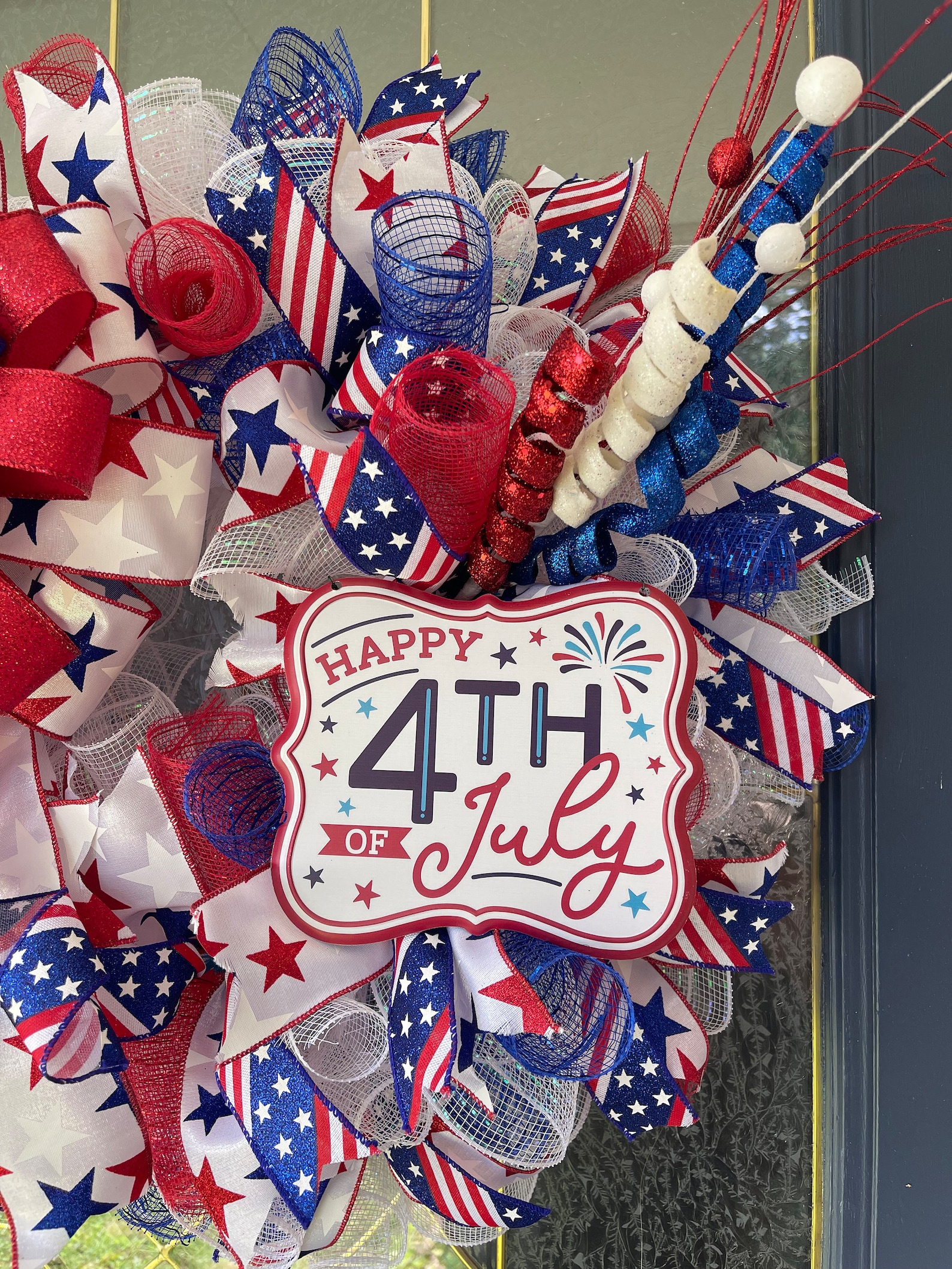 4th of July Wreath Patriotic Wreath Red White and Blue - Etsy