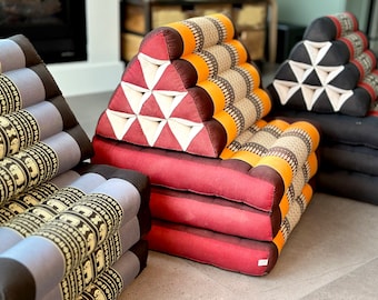 Handmade Thai Kapok Triangular Cushion | Floor Meditation Pillow | Yoga | Natural Kapok Support Cushion | Thai Floor Pillow | 3 COLORS
