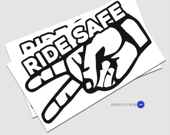 Ride Safe Biker Decal 2 Fingers Down Vinyl Sticker Peace & Respect