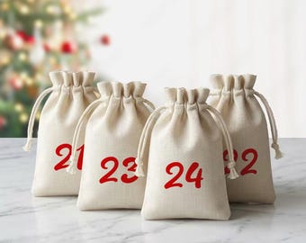 DIY Advent Calendar - Iron on Numbers Set ( 1 to 24 ) Personalize Children Christmas Countdown