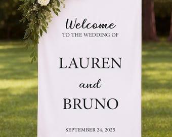 Personalized Wedding Iron-On Decals: Names and Date for Welcome Sign Fabric Banner