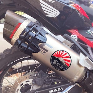 Japanese Biker Decal with MtFuji at Sundown and Kanji lettering Sticker for Honda, Kawasaki, Yamaha, Suzuki and other JDM MotorBikes