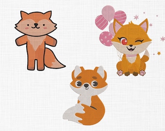 Cute Little Fox Bundle Embroidery Design Baby Fox Embroidery Design Animals Embroidery Design Machine Embroidery Pattern 5 Sizes Download