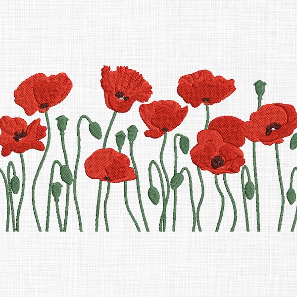 Poppy Flower Embroidery Design Flowers Embroidery Design Red Flower Embroidery Machine Embroidery Pattern 5 Different Sizes Instant Download