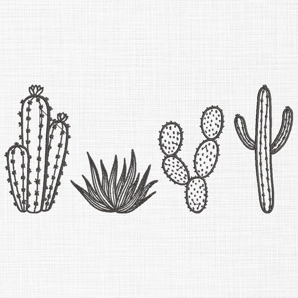 Cactus Embroidery Design One Line Embroidery Design Cacti Embroidery Designs Line Art Embroidery Design Machine Embroidery 4 Sizes Download