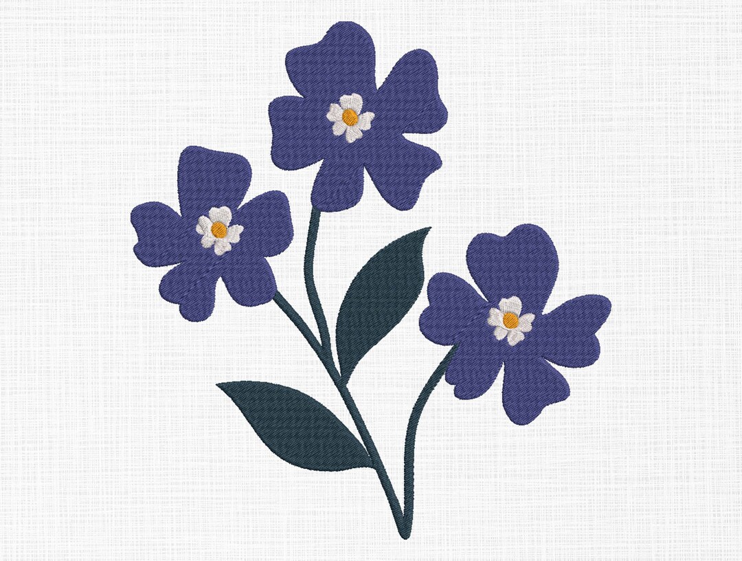 Flowers Embroidery Design Purple Flowers Embroidery Design Floral ...
