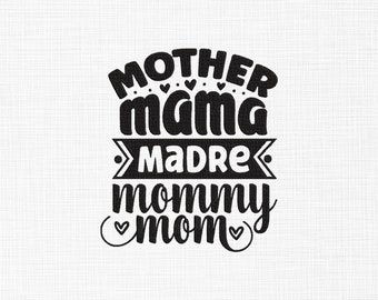 Mother Mama Madre Mommy Mom Embroidery Design Mom Embroidery Design Mother's Day Embroidery Design Machine Embroidery Files 4 Sizes Download