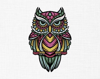 Owl Embroidery Design Multicolor Owl Embroidery Machine Embroidery Pattern Animals Machine Embroidery 5 Sizes Instant Download